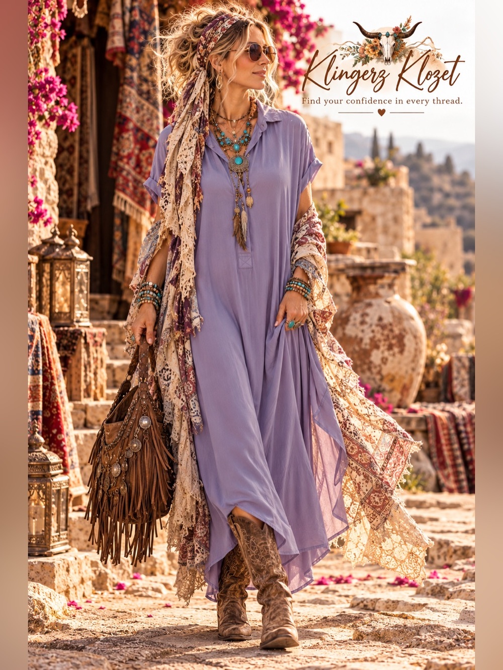 Young Fabulous & Broke Lavender Maxi Shirt Dress Boho S